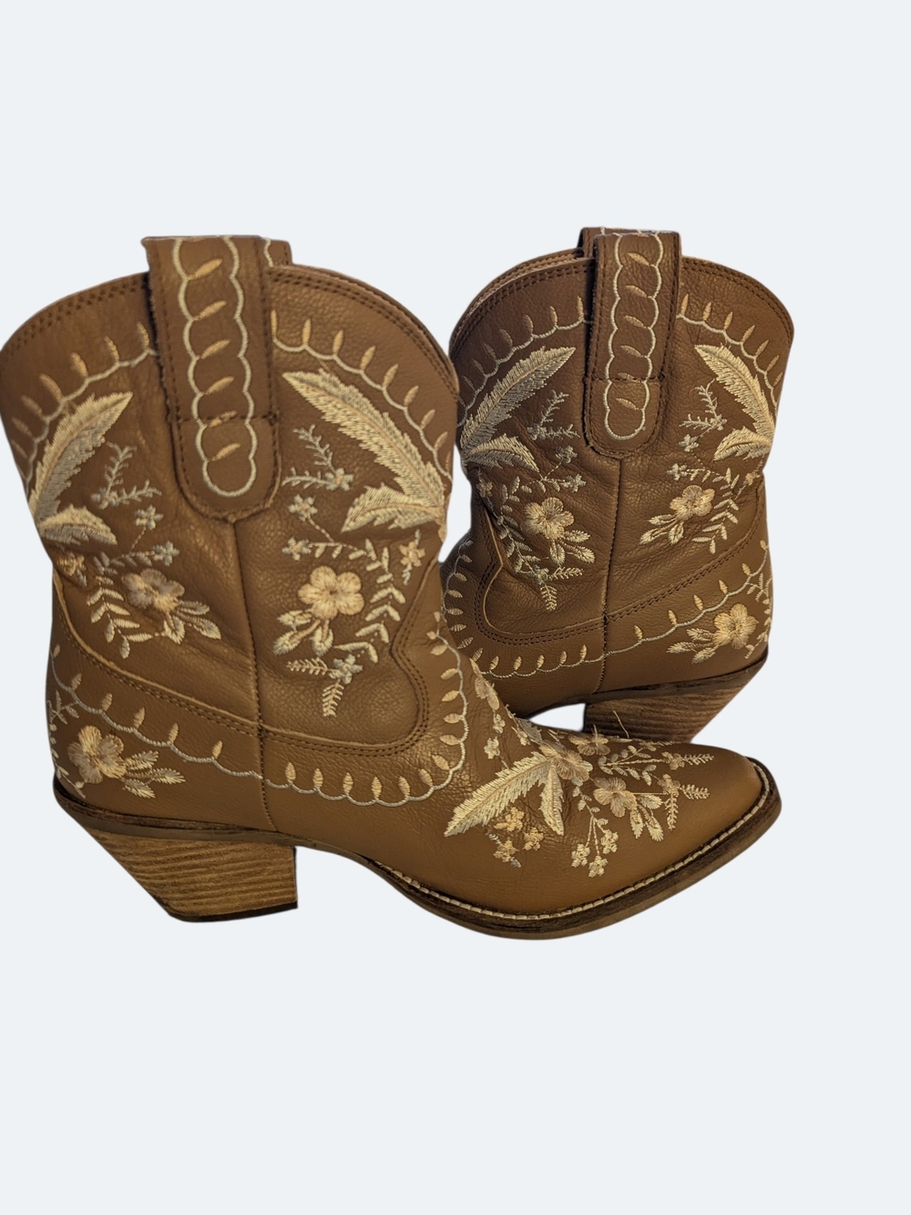 Dingo Primrose Women's Tan Leather Western Stitched Detail Boots Size 7
